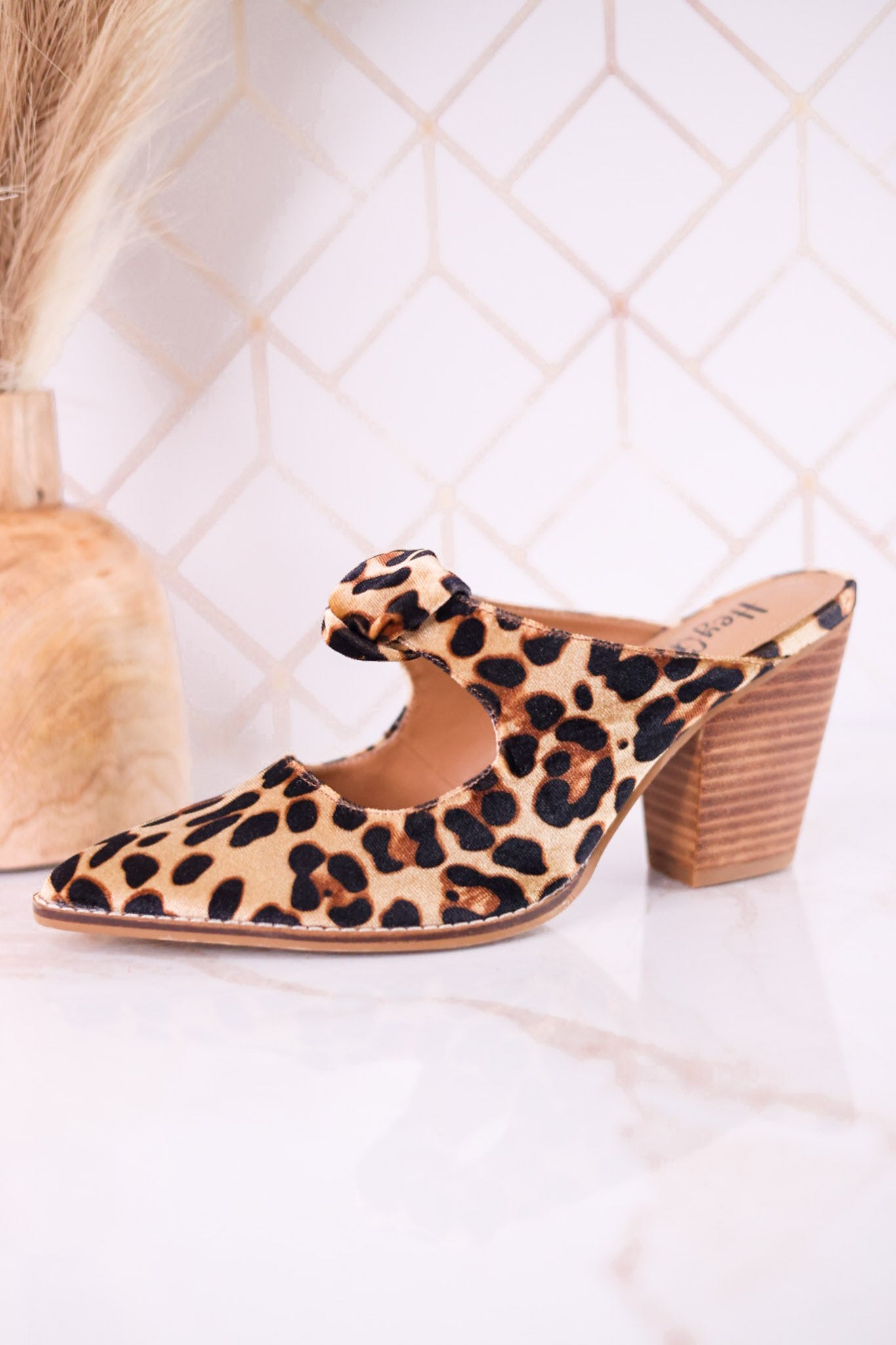 Knot Gonna Happen Leopard Velvet Mule Heels