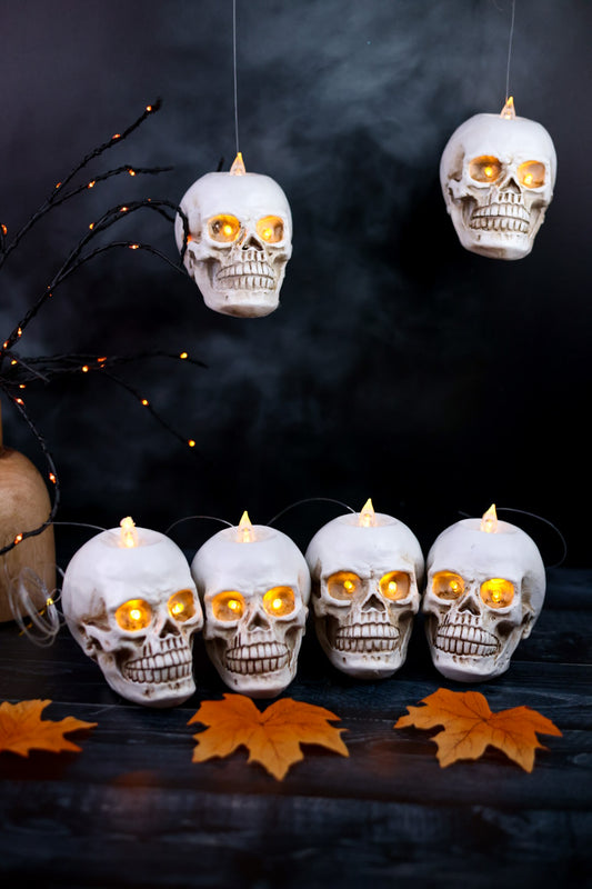 Set of 6 Floating Skull LED Candles