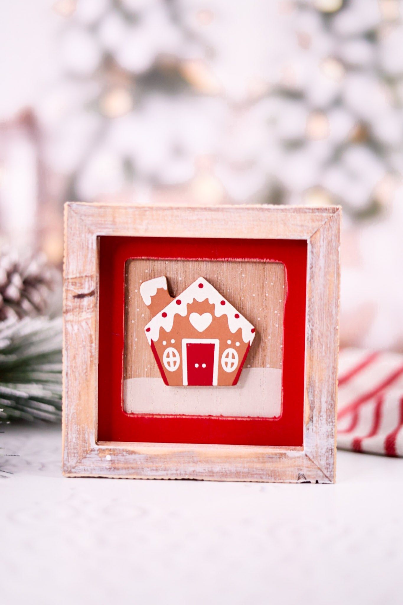 Gingerbread House & Sweater Weather Reversible Wooden Tabletop Decoration