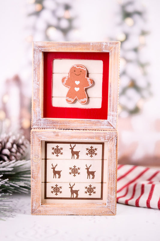 Wood Framed Gingerbread & Deer Framed Sign