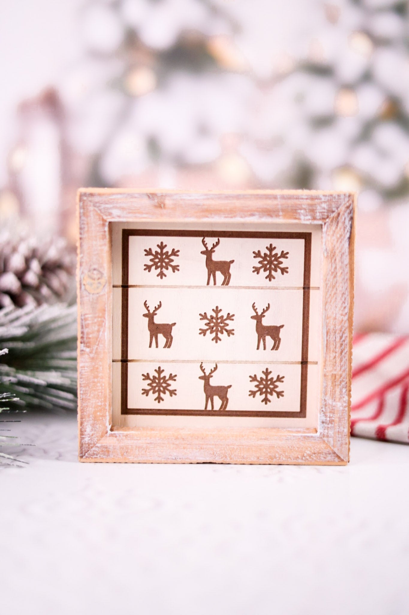 Wood Framed Gingerbread & Deer Framed Sign