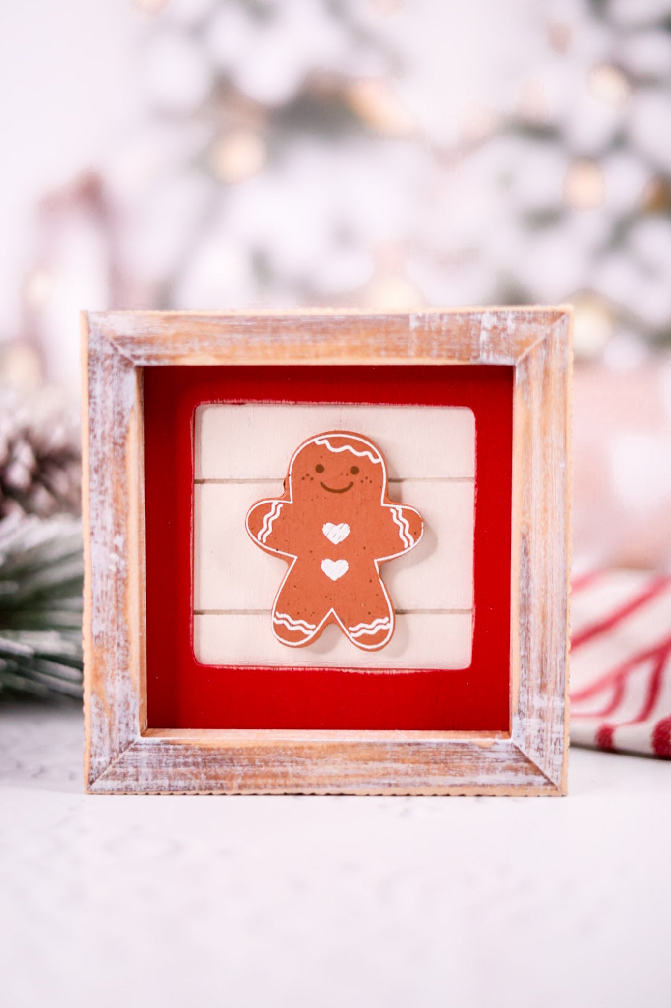 Wood Framed Gingerbread & Deer Framed Sign