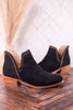 "Bluffin" Black Faux Suede Heeled Booties