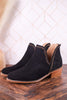 "Bluffin" Black Faux Suede Heeled Booties