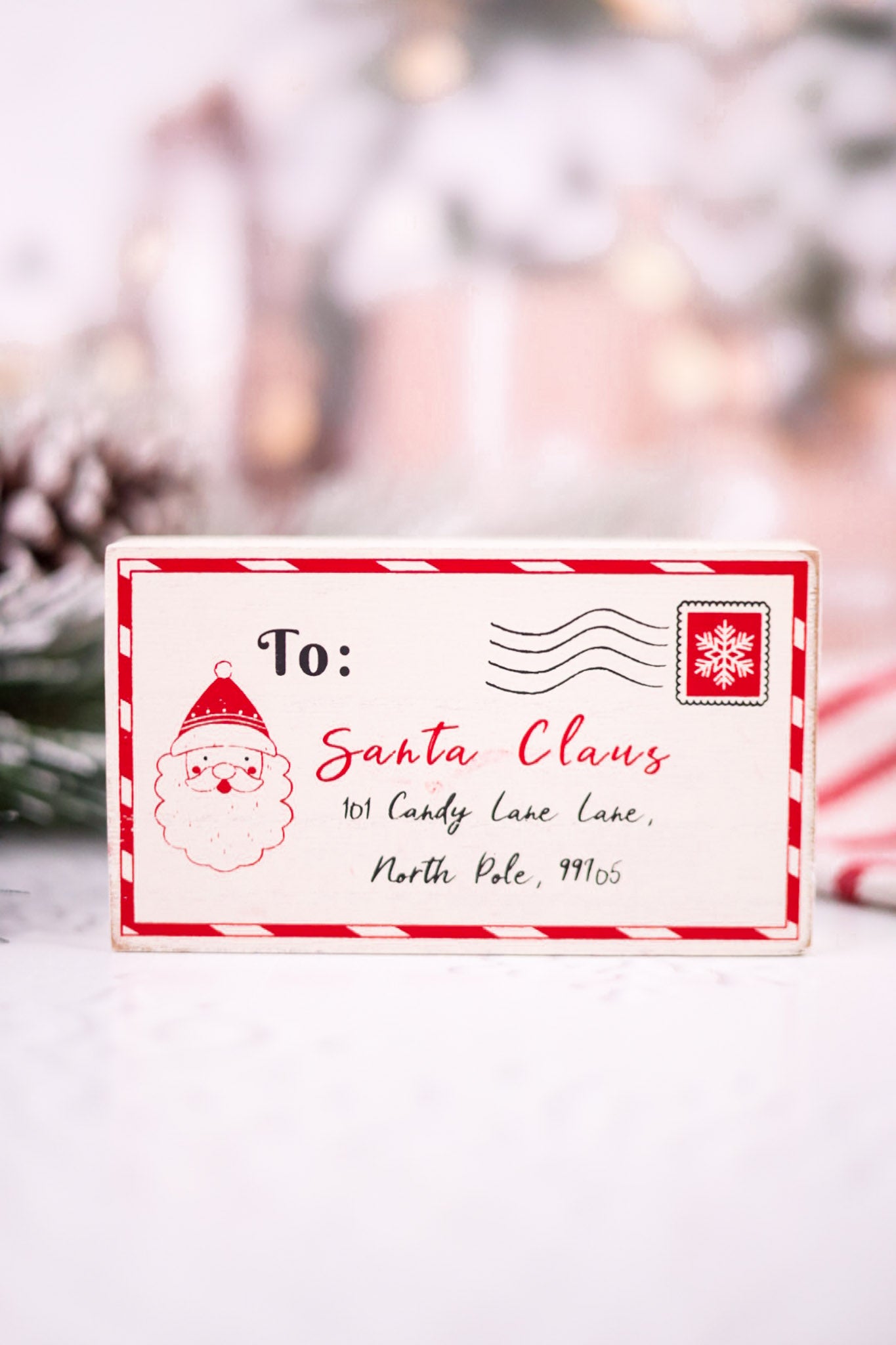 Reversible Chunky Wooden Letter To Santa Tabletop Decoration