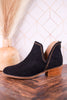"Bluffin" Black Faux Suede Heeled Booties