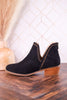 "Bluffin" Black Faux Suede Heeled Booties