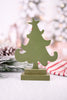 Wooden 7" Christmas Tree Cutout Table Top Decoration On Stand
