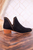 "Bluffin" Black Faux Suede Heeled Booties