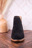 "Bluffin" Black Faux Suede Heeled Booties