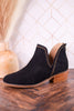 "Bluffin" Black Faux Suede Heeled Booties
