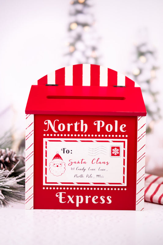North Pole Express Wooden Letter's To Santa Mailbox