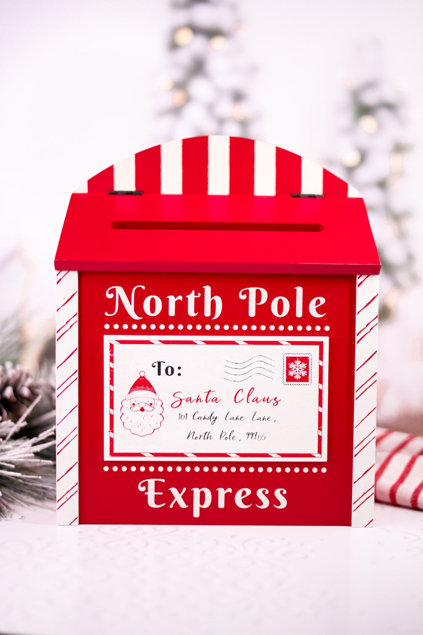 North Pole Express Wooden Letter's To Santa Mailbox
