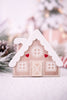 6" Snowy Cabin Chunky Wooden Sitter