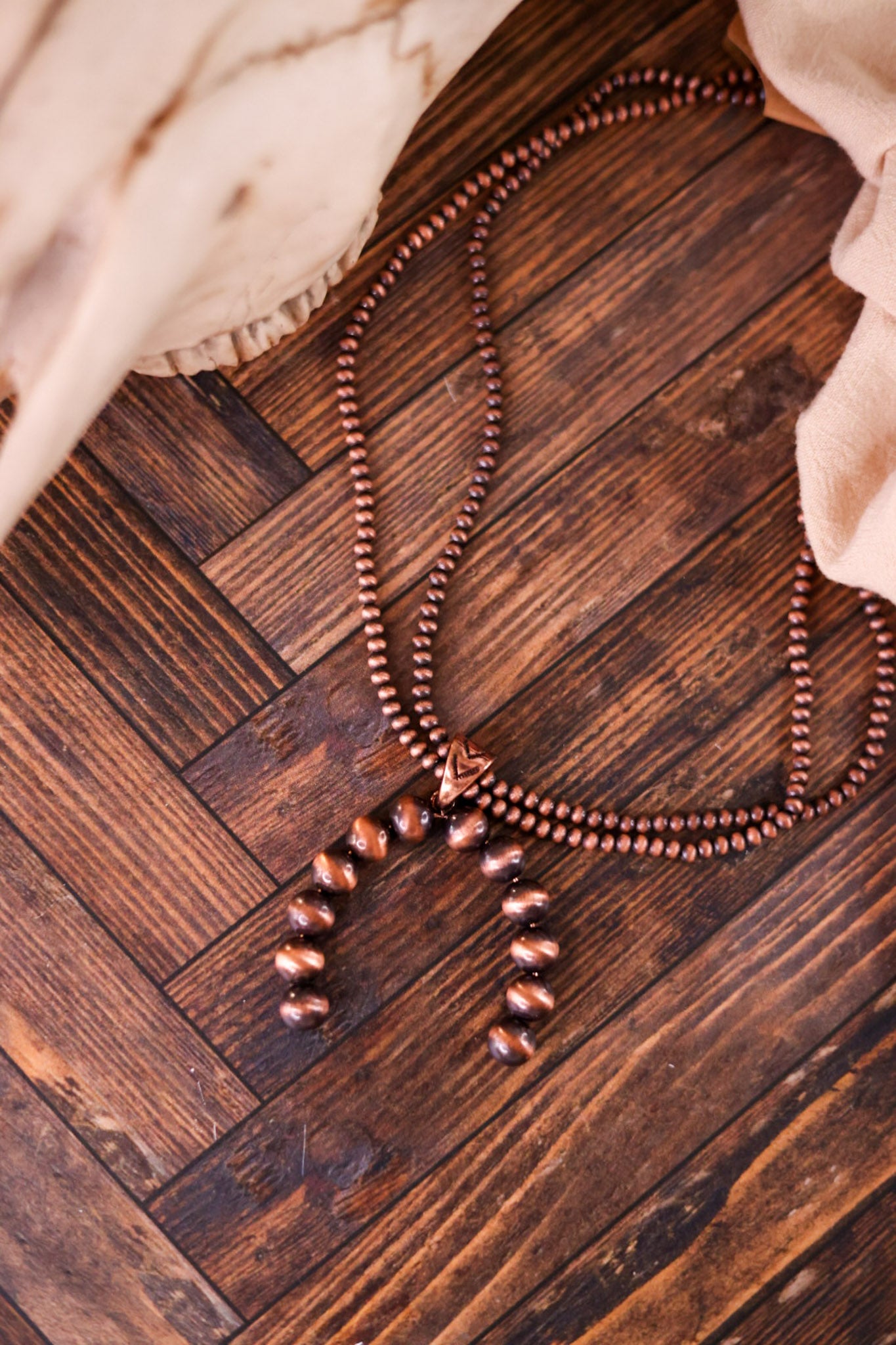 Cowgirl Pearl Copper Horseshoe Necklace