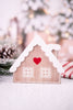 6" Snowy Cabin Chunky Wooden Sitter
