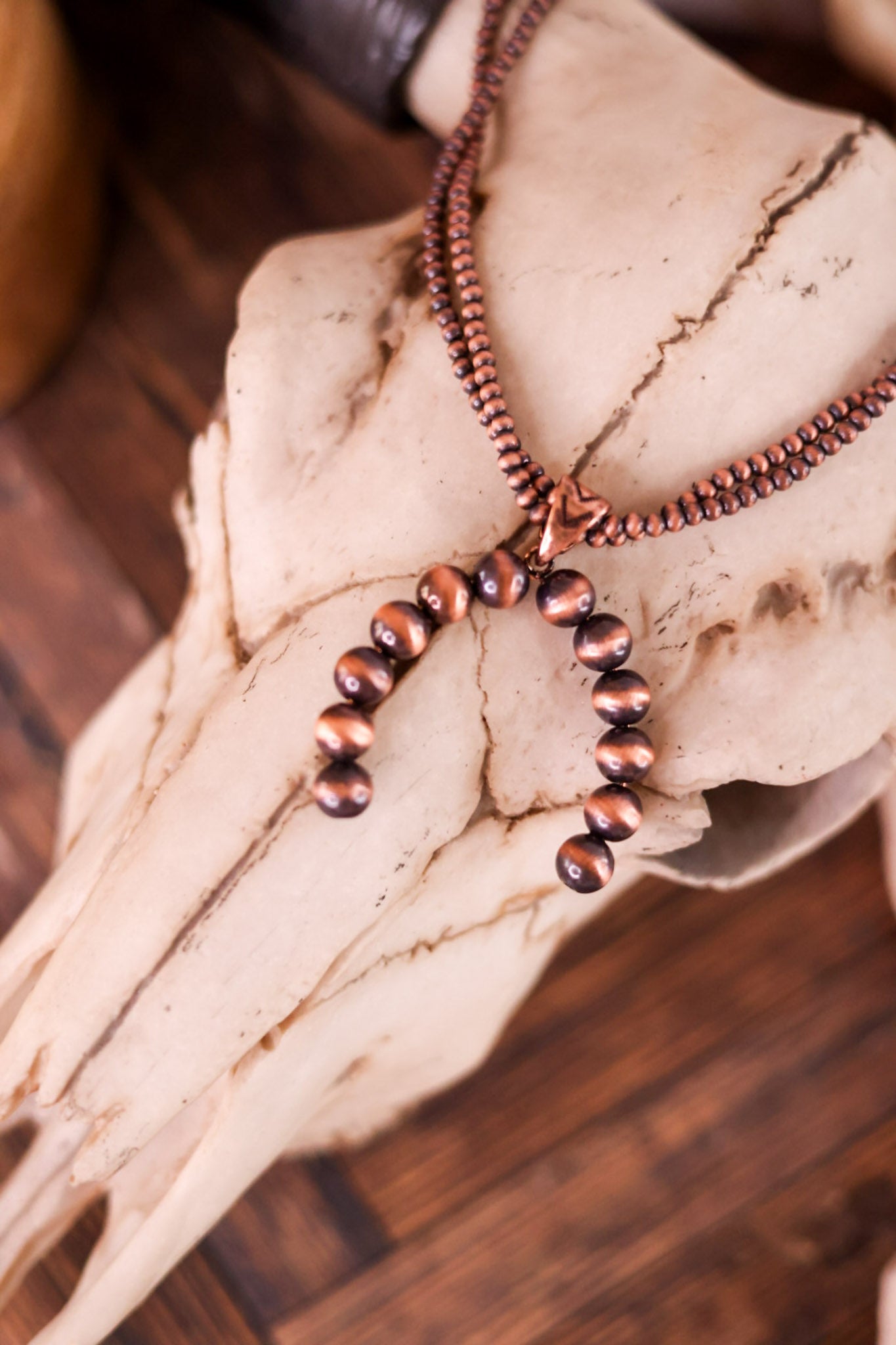 Cowgirl Pearl Copper Horseshoe Necklace