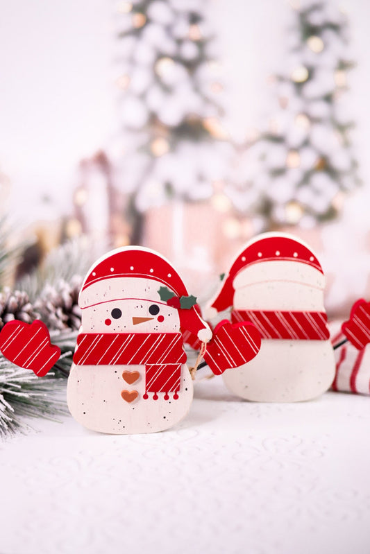 6" Chunky Wooden Snowman Sitter
