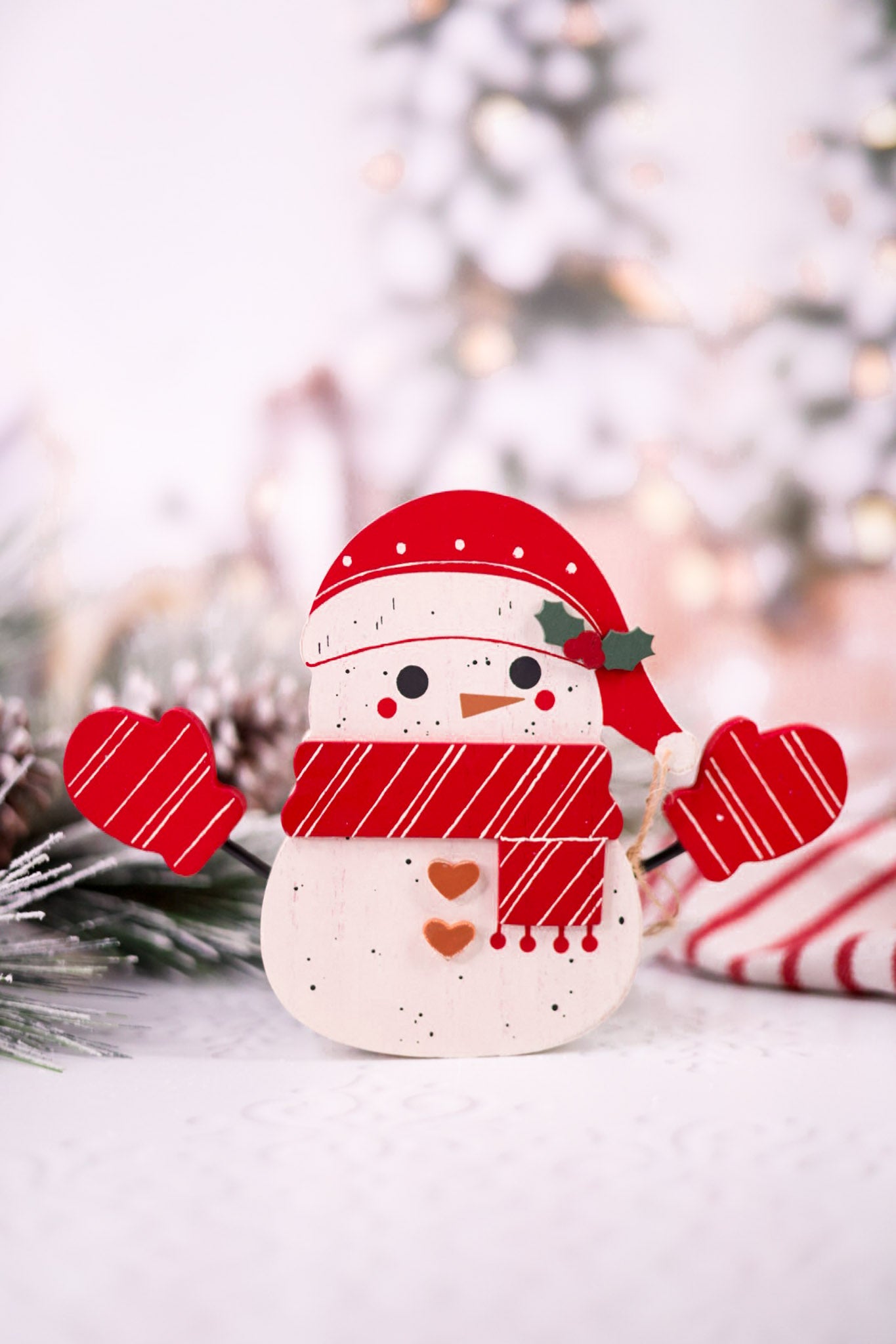 6" Chunky Wooden Snowman Sitter