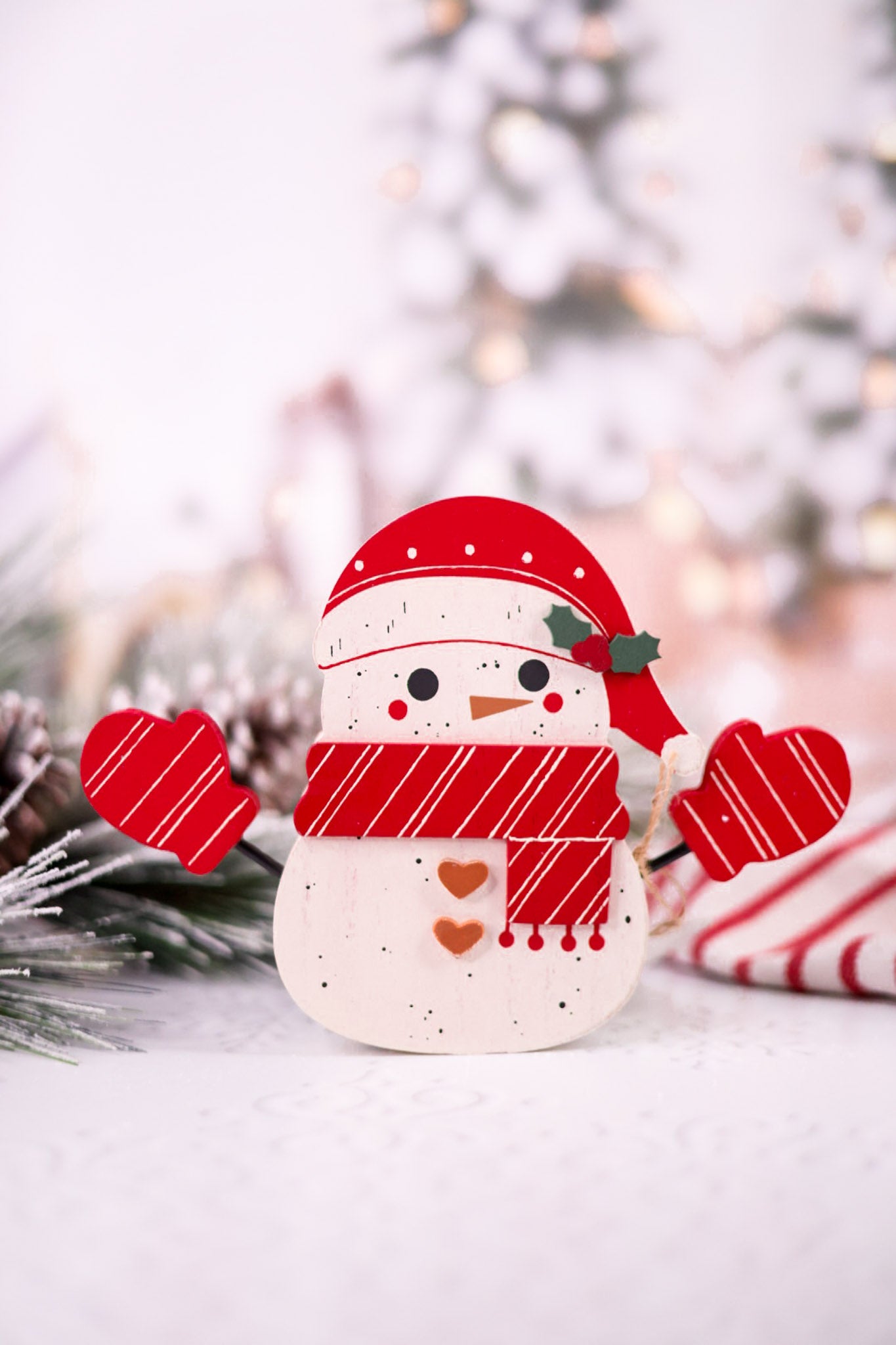 6" Chunky Wooden Snowman Sitter
