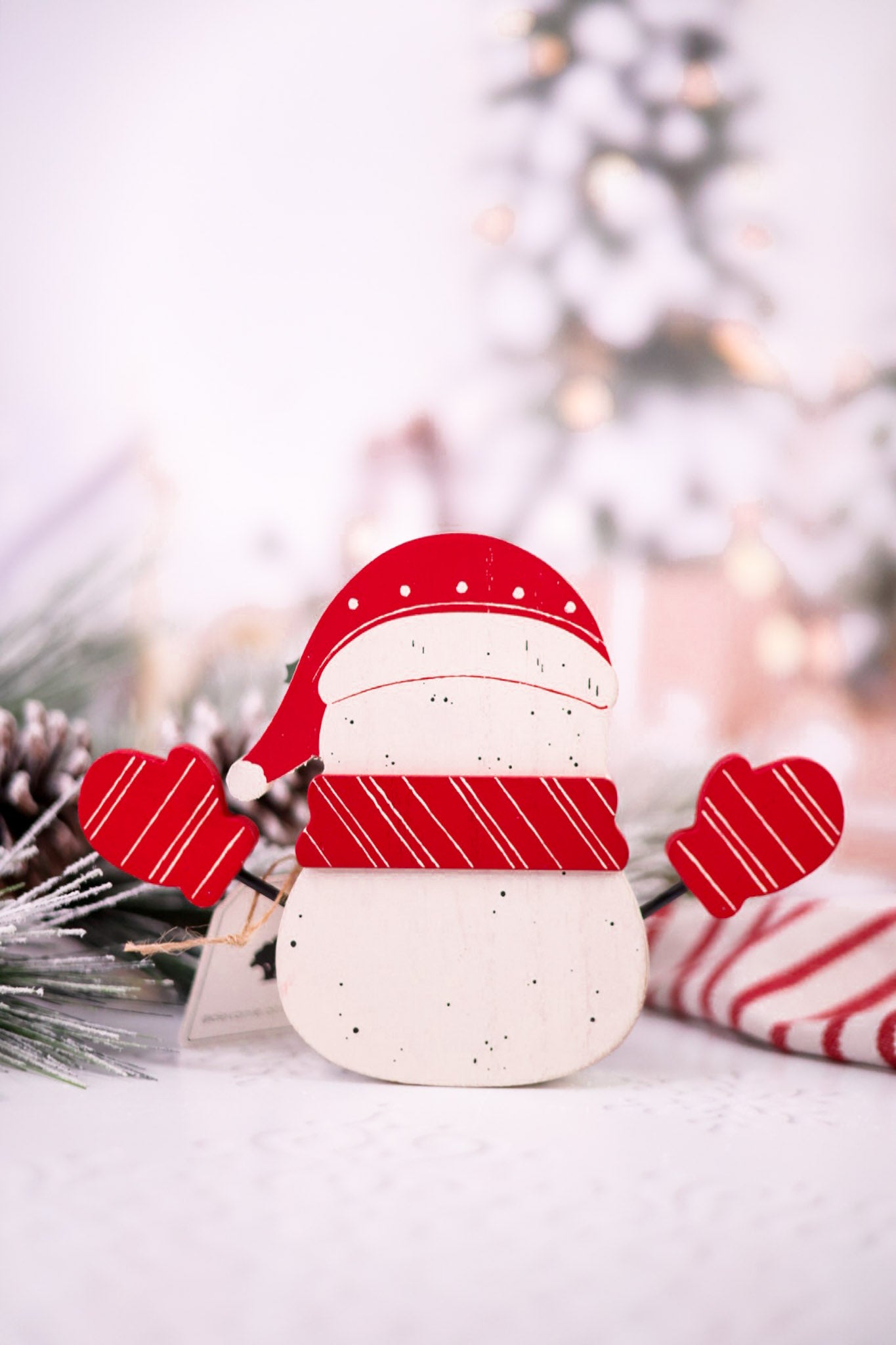 6" Chunky Wooden Snowman Sitter
