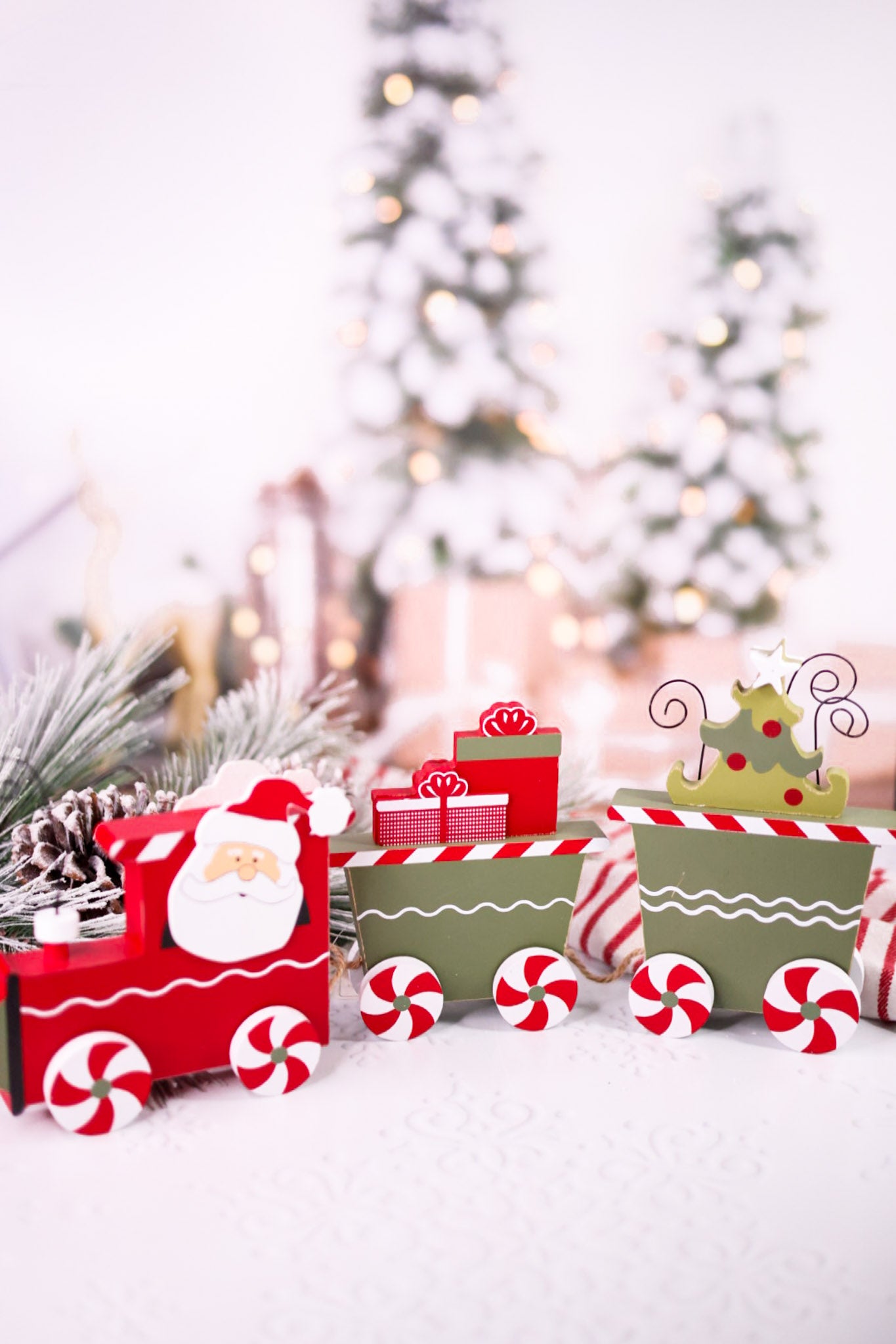 Double Sided Wooden Santa Christmas Train