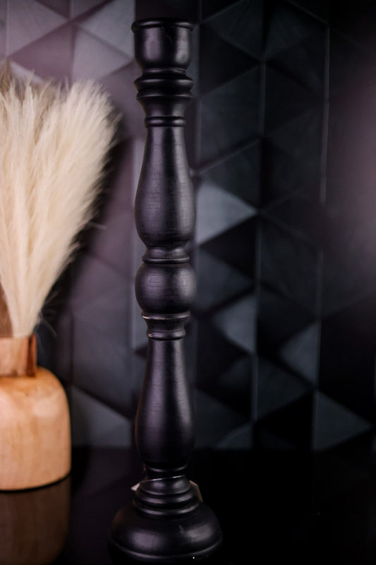 18.5" Black Wooden Taper Candle Holder