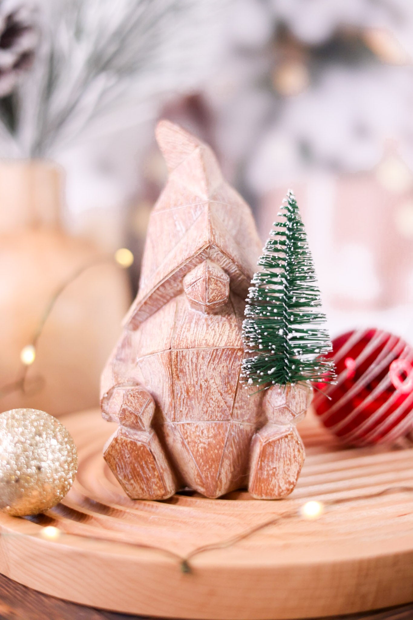 Wood-Look Resin Gnome W/ Tree