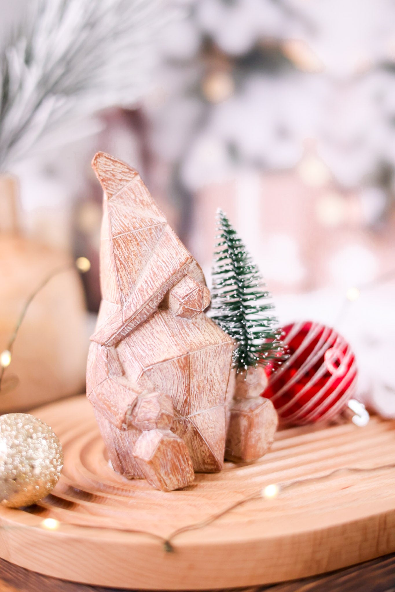Wood-Look Resin Gnome W/ Tree