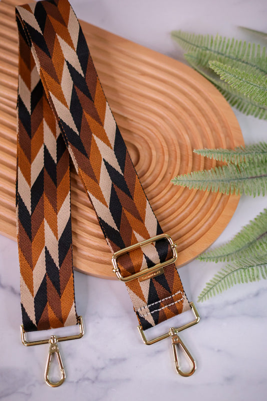Brown Geometric Guitar Bag Strap