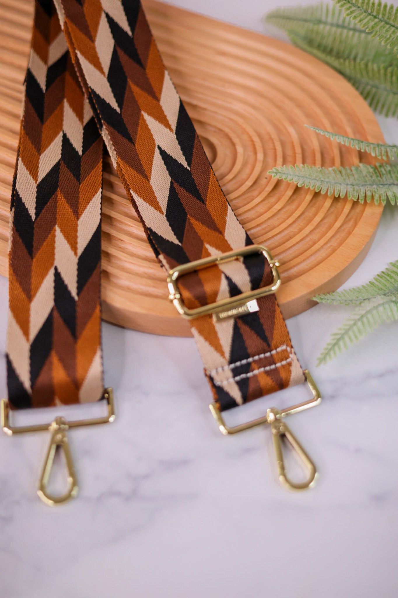 Brown Geometric Guitar Bag Strap