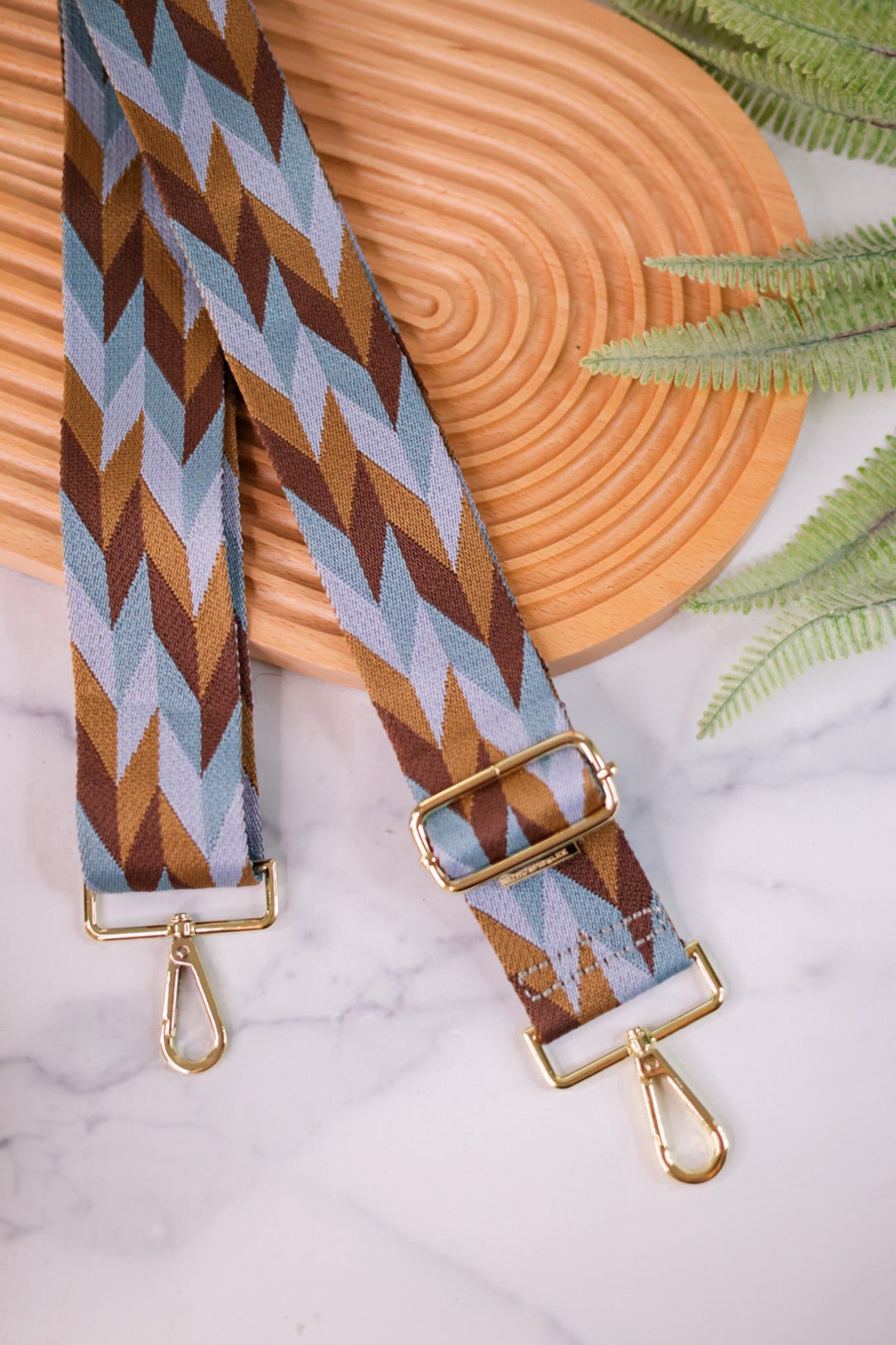 Blue & Brown Geometric Guitar Bag Strap
