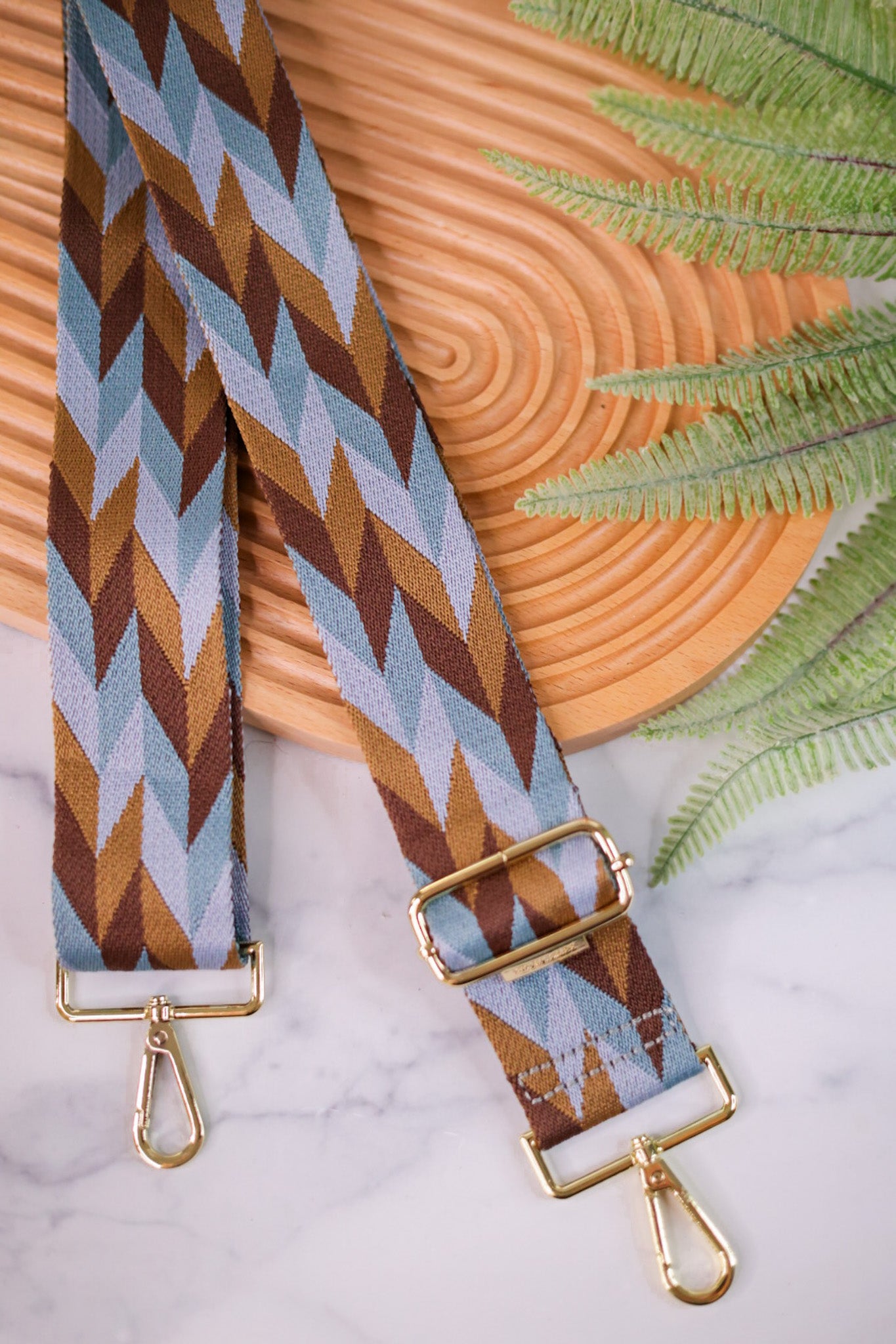 Blue & Brown Geometric Guitar Bag Strap