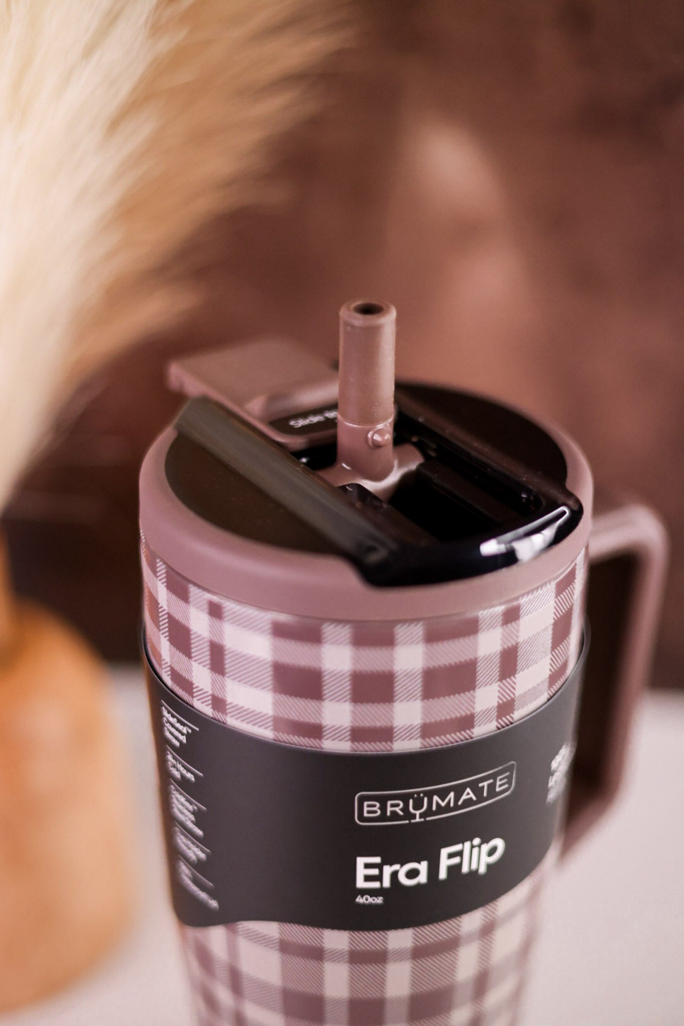 Brumate Pecan Plaid 40oz Era Flip Tumbler