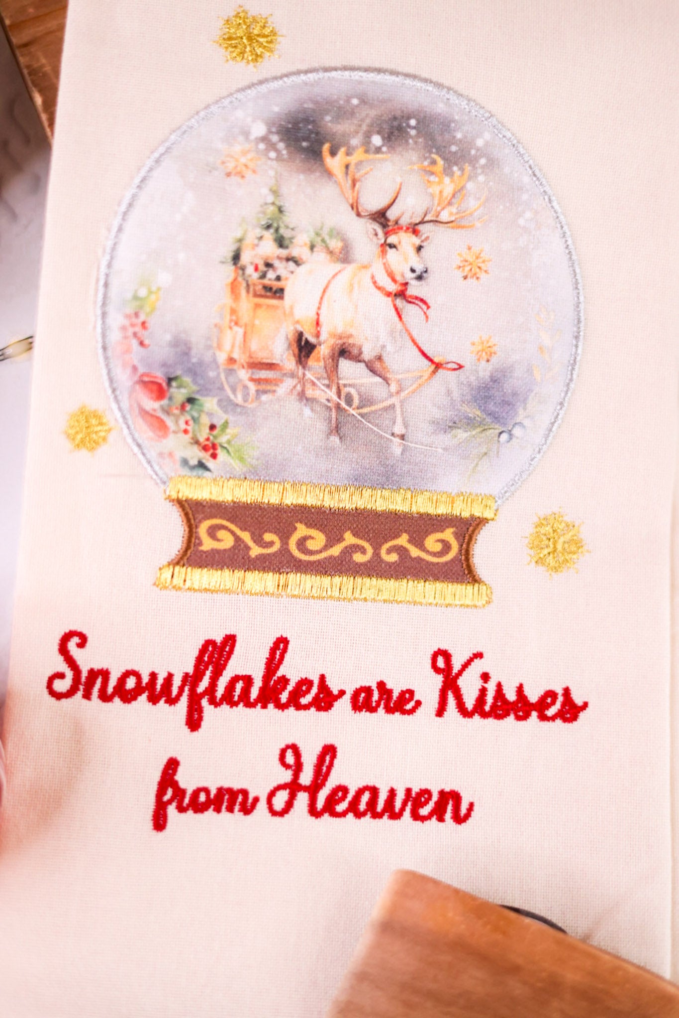 Snow Globe Reindeer Decorative Dishtowel