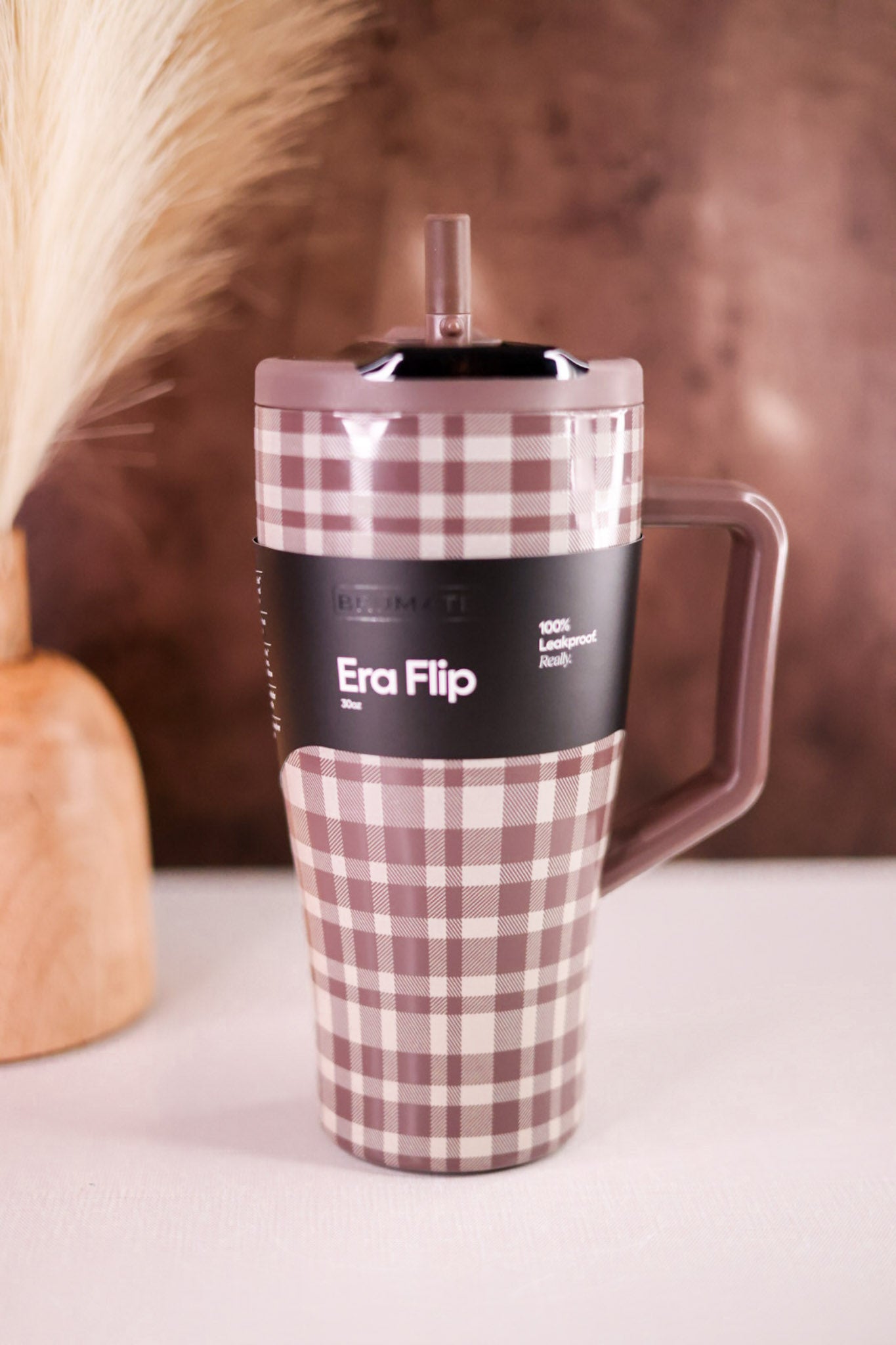 Brumate Pecan Plaid 30oz Era Flip Tumbler