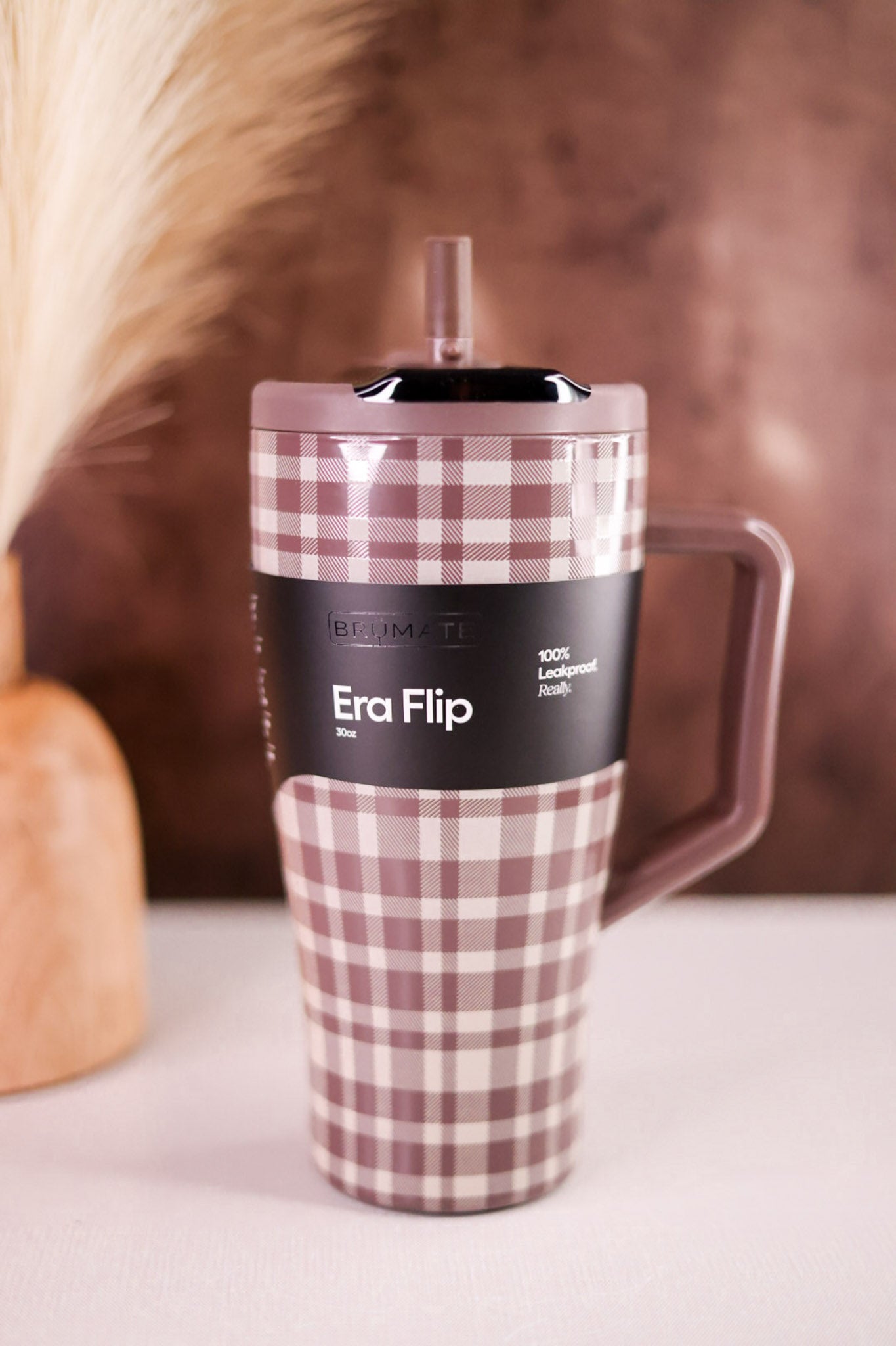 Brumate Pecan Plaid 30oz Era Flip Tumbler