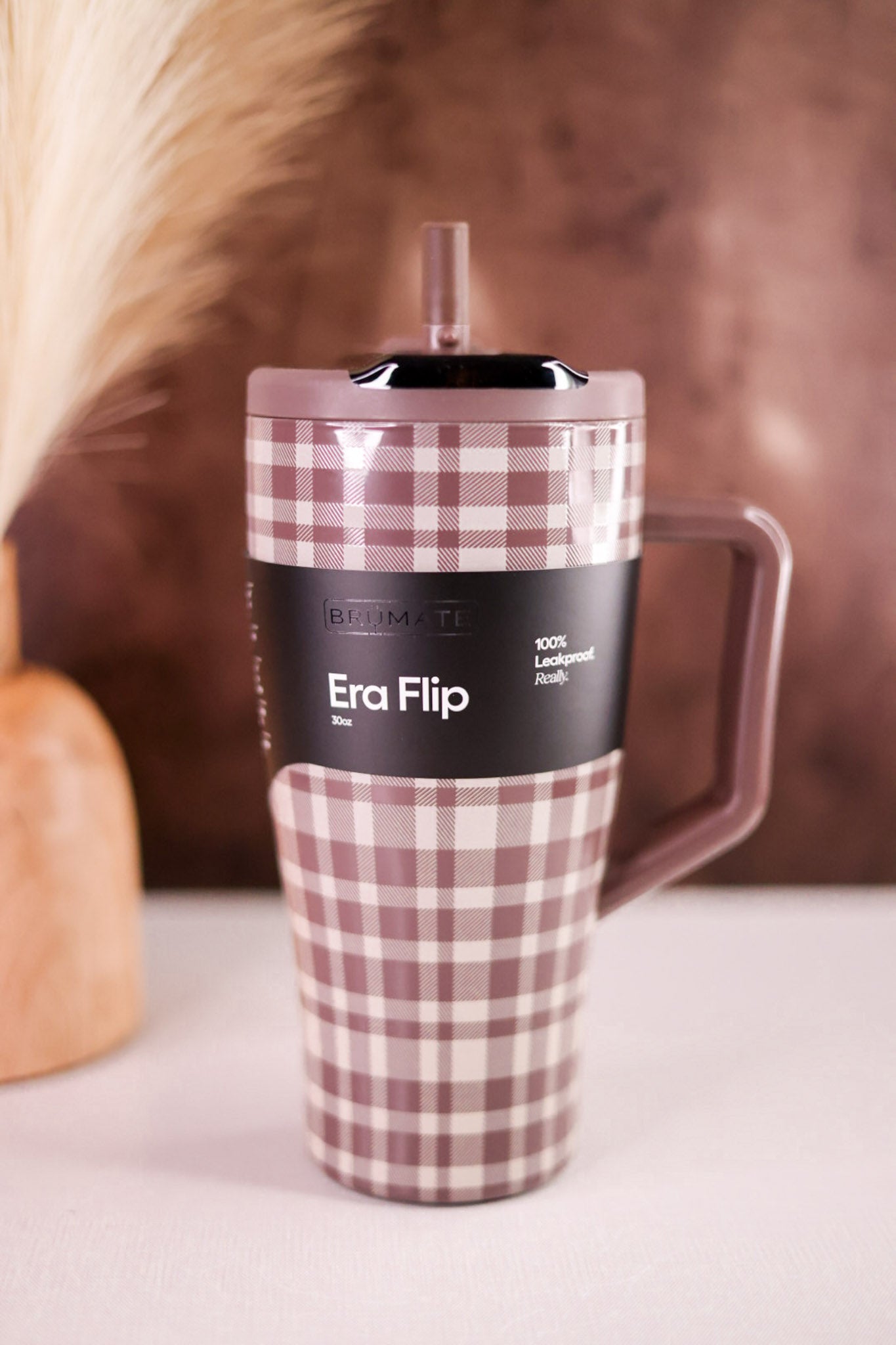 Brumate Pecan Plaid 30oz Era Flip Tumbler