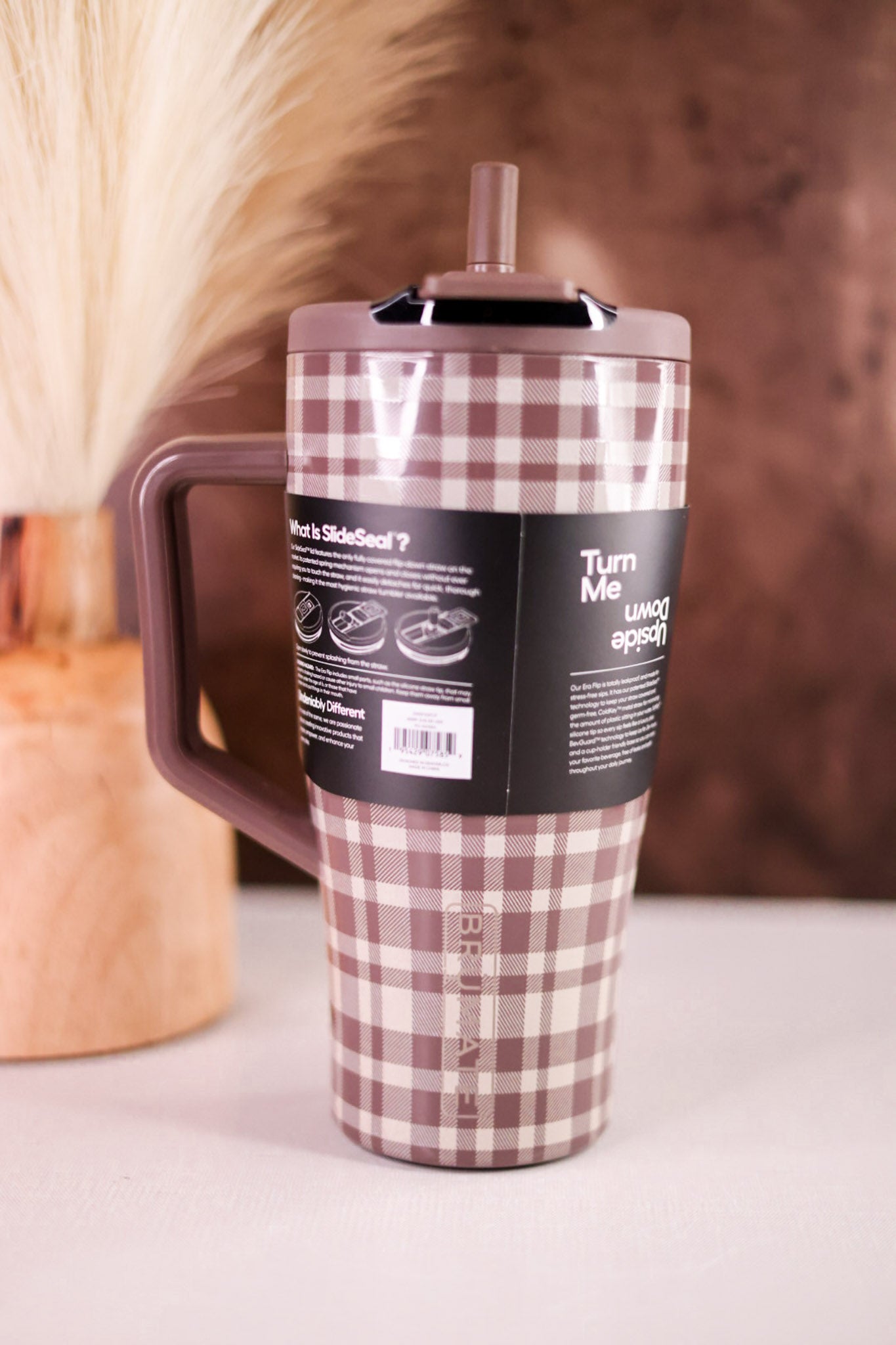 Brumate Pecan Plaid 30oz Era Flip Tumbler
