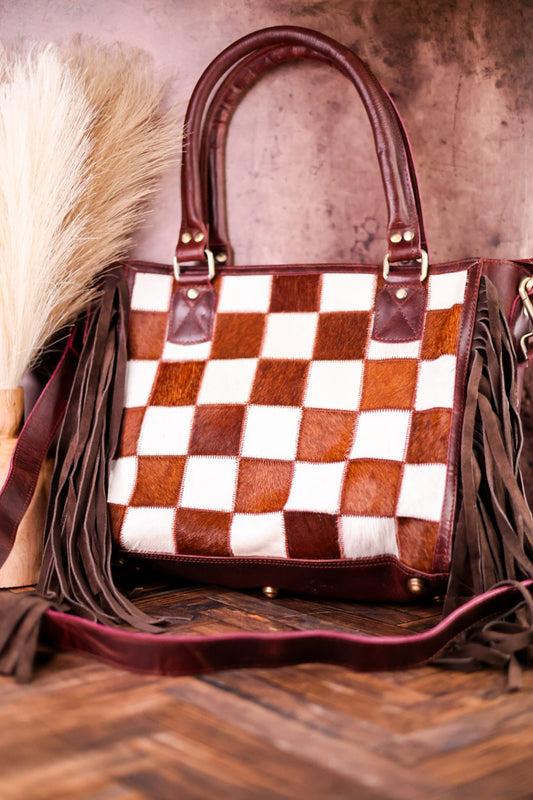 Canyon Check Leather & Cowhide Concealed Carry Purse