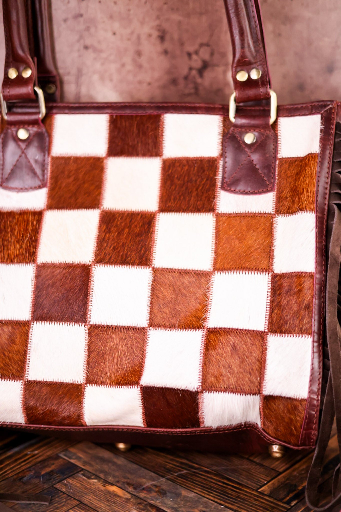 Canyon Check Leather & Cowhide Concealed Carry Purse