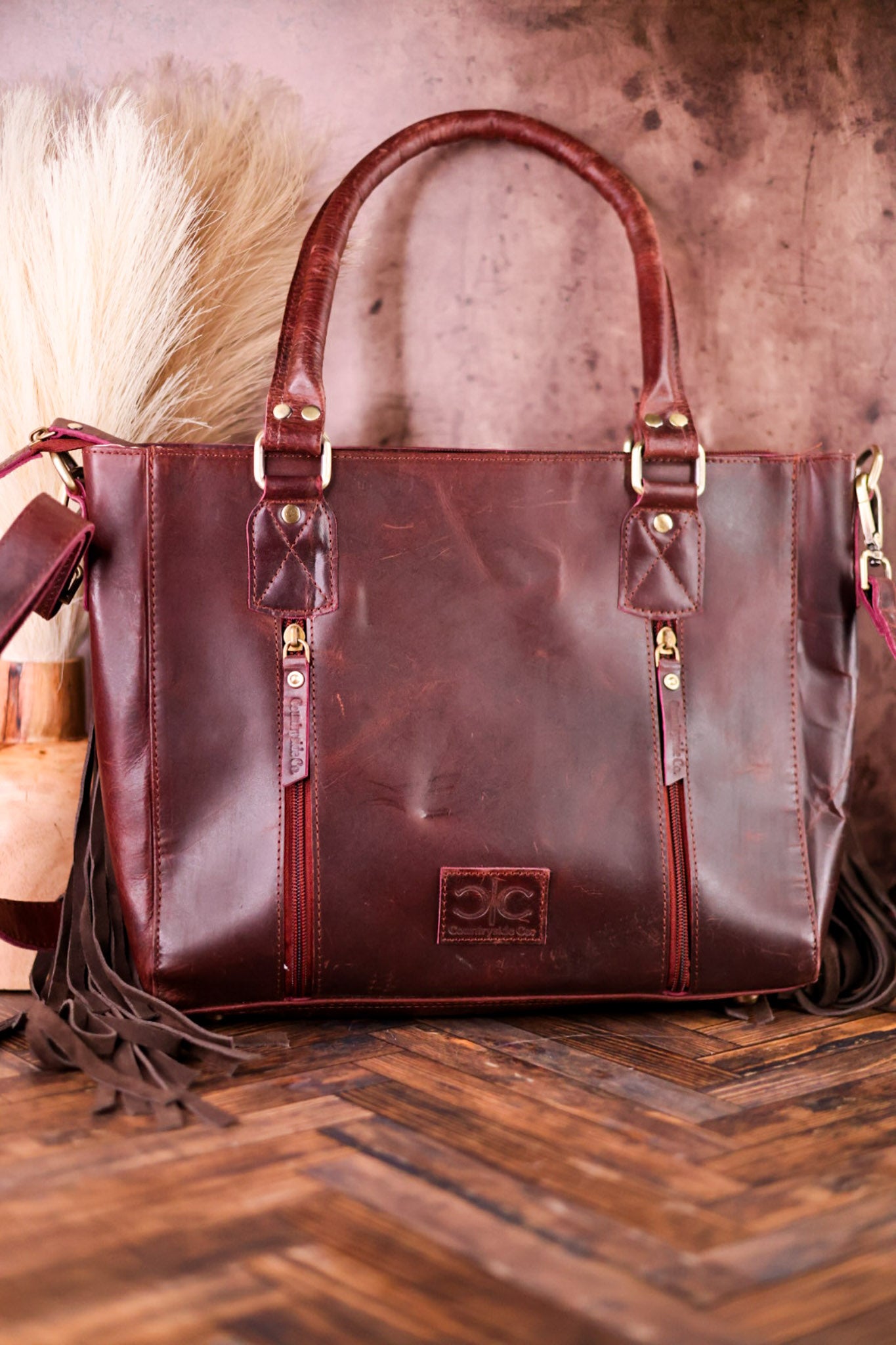 Canyon Check Leather & Cowhide Concealed Carry Purse