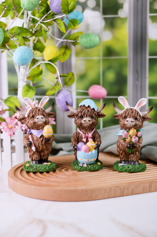 5.5" Resin Easter Highland Cow Figurines (3 Styles)