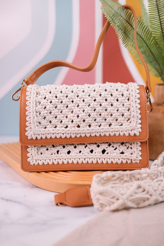 Ivory Gianna Macrame Crossbody Bag