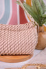 Beige Woven Cinch Crossbody Bag