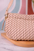 Beige Woven Cinch Crossbody Bag