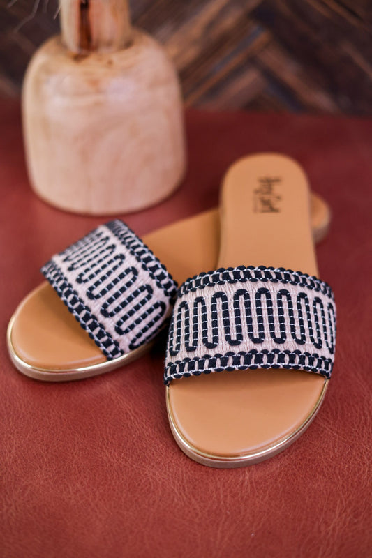 Here For A Good Time Black Sandals