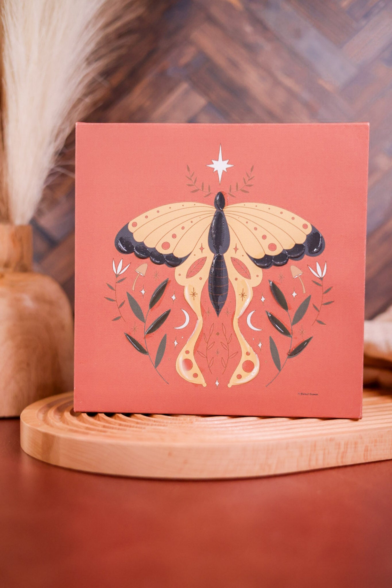 Canvas Wrapped Textured Moth Art Print (3 Colors)