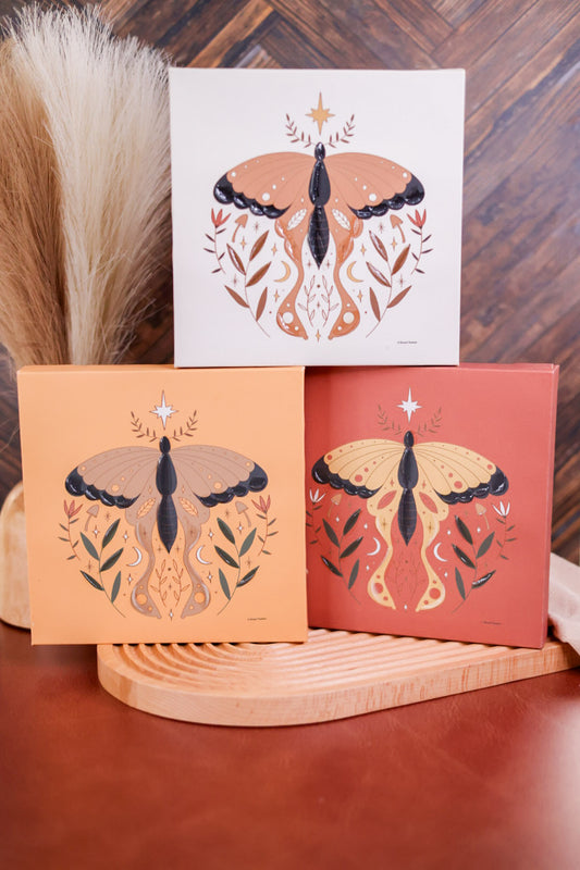 Canvas Wrapped Textured Moth Art Print (3 Colors)