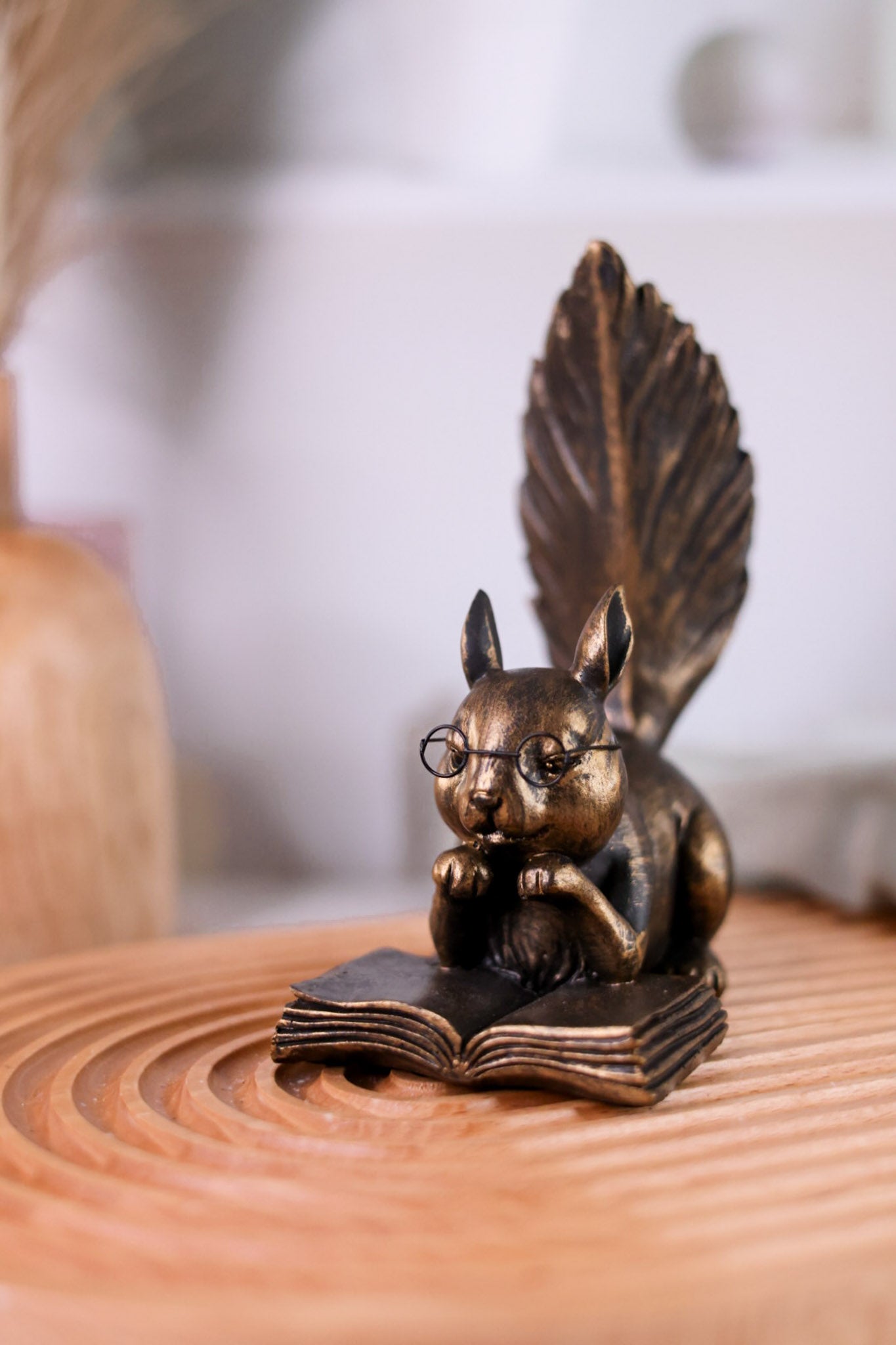 Antique Gold Resin Reading Forest Friends Figurines (3 Styles)